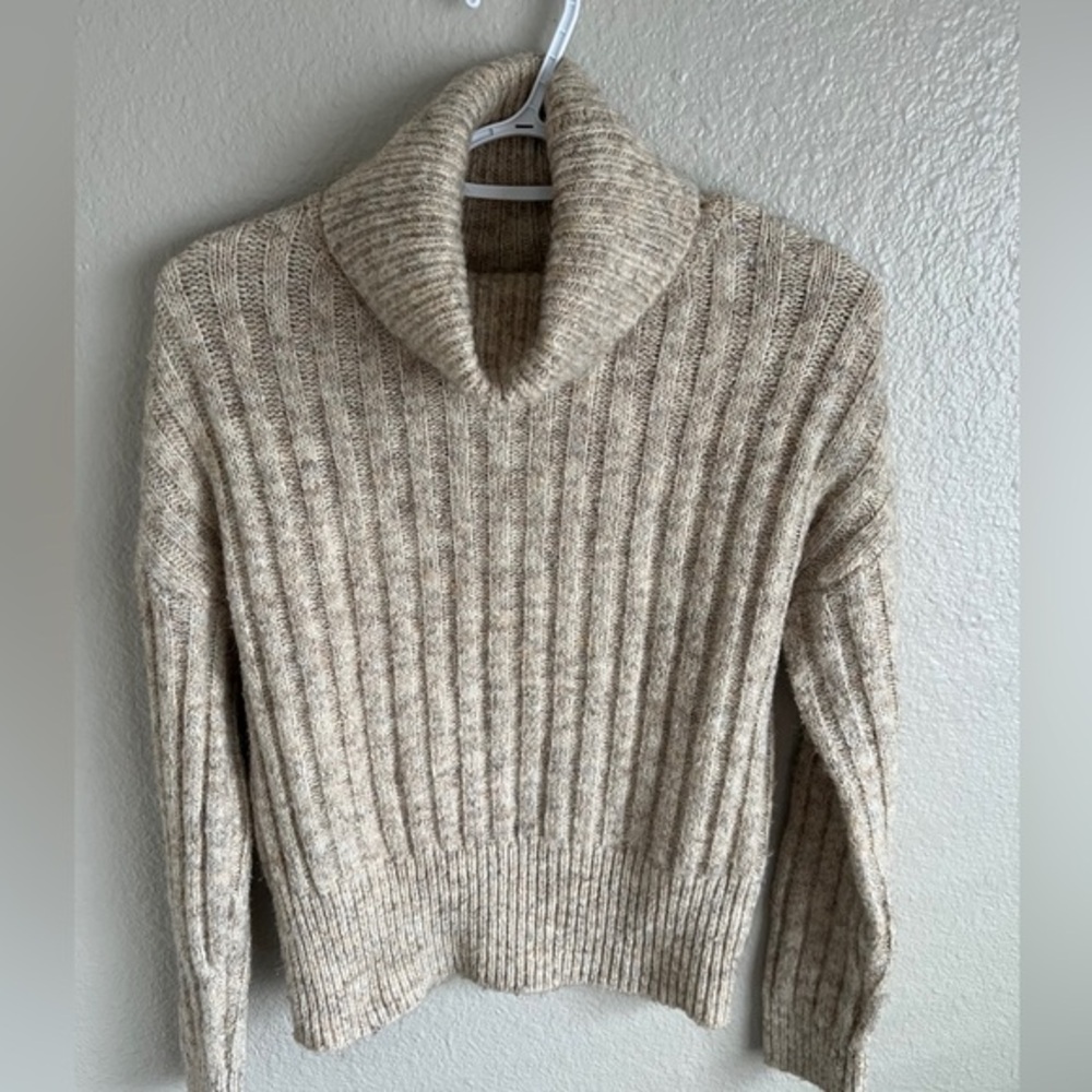 William Rast Heathered Beige Cowl Neck Sweater
